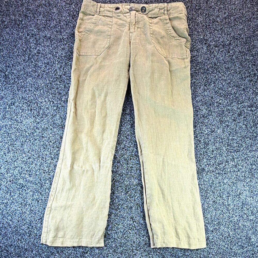 Sanctuary Women’s Beige Linen Cargo Pants Straight Leg Pockets Size 27